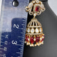 AD Kundan Color Stone Jhumki Earings - Red