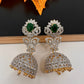 CZ Jhumki Color Stone Earings - Green
