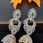 AD Jhumki Color Stone Earings - Green