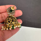 AD Color Stone Kundan Jhumki Earings - Green