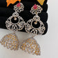 Diamond Color Stone Big Jhumki Earings - Red
