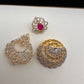 Diamond Color Stone Big Jhumki Earings - Red
