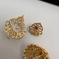 Diamond Color Stone Big Jhumki Earings - Red