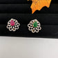Diamond Color Stone Big Jhumki Earings - Red