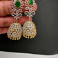 Diamond Color Stone Jhumka Earings - Green