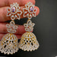 Diamond Color Stone Jhumka Earings - Purple
