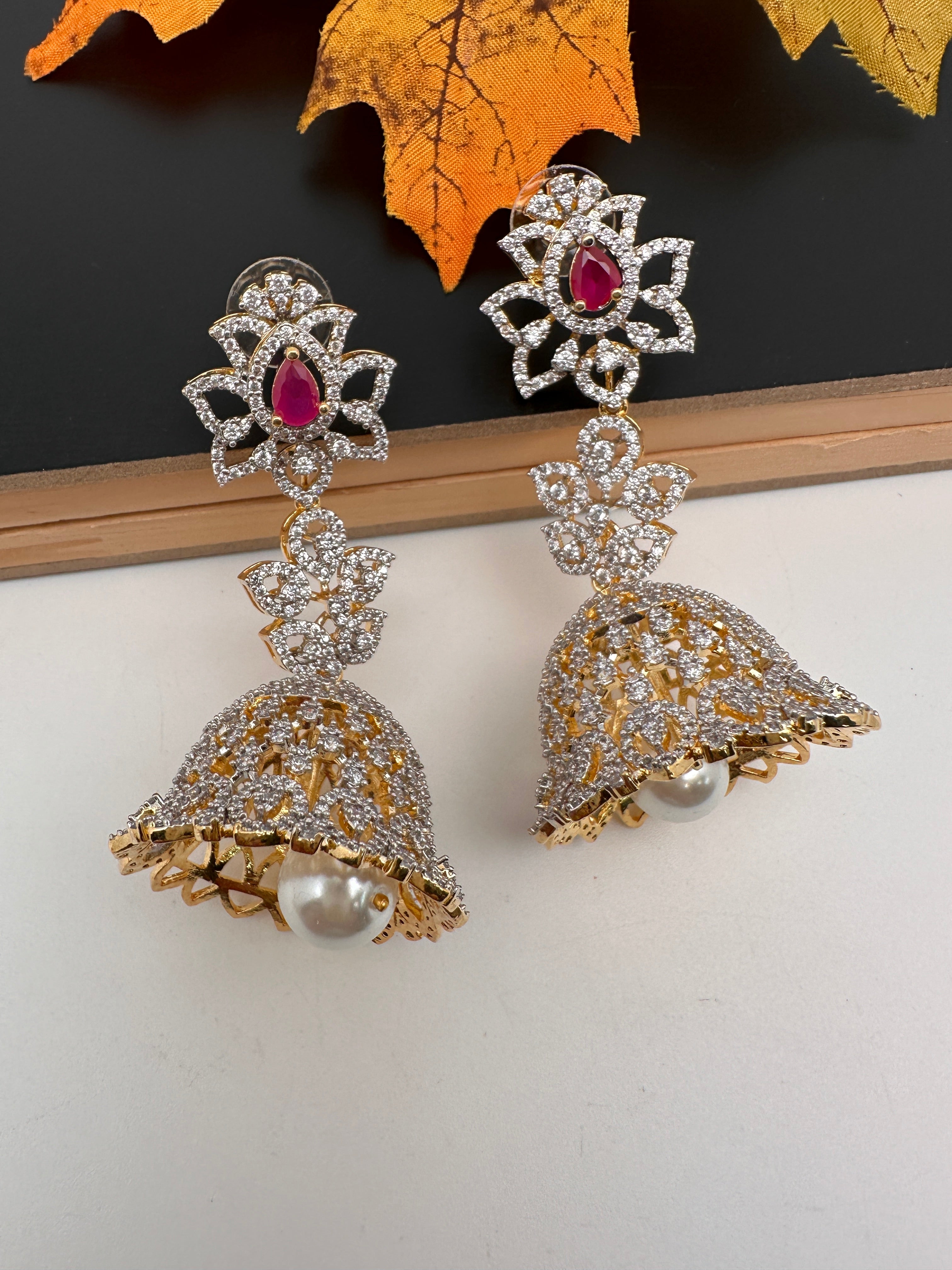 CZ Jhumkis – Sheetal's FabFashion