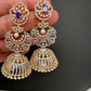 Diamond Color Stone Jhumka Earings - Purple