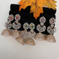 Diamond Color Stone Jhumka Earings - Red