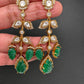 Victorian Carved Stone Color Stone Earings - Green