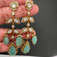 Victorian Carved Stone Color Stone Earings - MintGreen