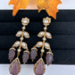 Victorian Carved Stone Color Stone Earings - Purple