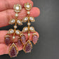 Victorian Carved Stone Color Stone Earings - Purple