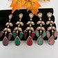 Victorian Carved Stone Color Stone Earings - Red