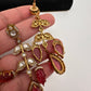 Victorian Carved Stone Color Stone Earings - Red