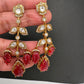 Victorian Carved Stone Color Stone Earings - Red