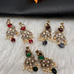 Victorian Carved Stone Color Stone Earings - Green