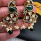 Victorian Carved Stone Color Stone Earings - Green