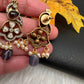 Victorian Carved Stone Color Stone Earings - Purple