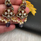 Victorian Carved Stone Color Stone Earings - Purple