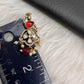 Victorian Peacock Color Stone Earings - Red
