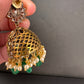 AD Color Stone Jhumki Earings - Green