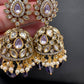 AD Color Stone Jhumki Earings - Purple