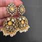AD Color Stone Jhumki Earings - Yellow