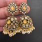 AD Color Stone Jhumki Earings - Yellow