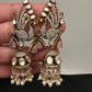 Peacock AD Color Stone Victorian Jhumki Earings - Pink