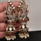 Peacock AD Color Stone Victorian Jhumki Earings - Purple