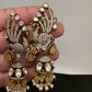 Peacock AD Color Stone Victorian Jhumki Earings - Yellow