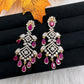 AD Color Stone Earrings - Red