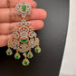 AD Color Stone Statement Earrings - Green
