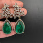 AD Doublet Color Stone Statement Earrings - Green