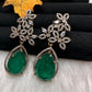AD Doublet Color Stone Statement Earrings - Green