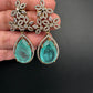 AD Doublet Color Stone Statement Earrings - TealGreen