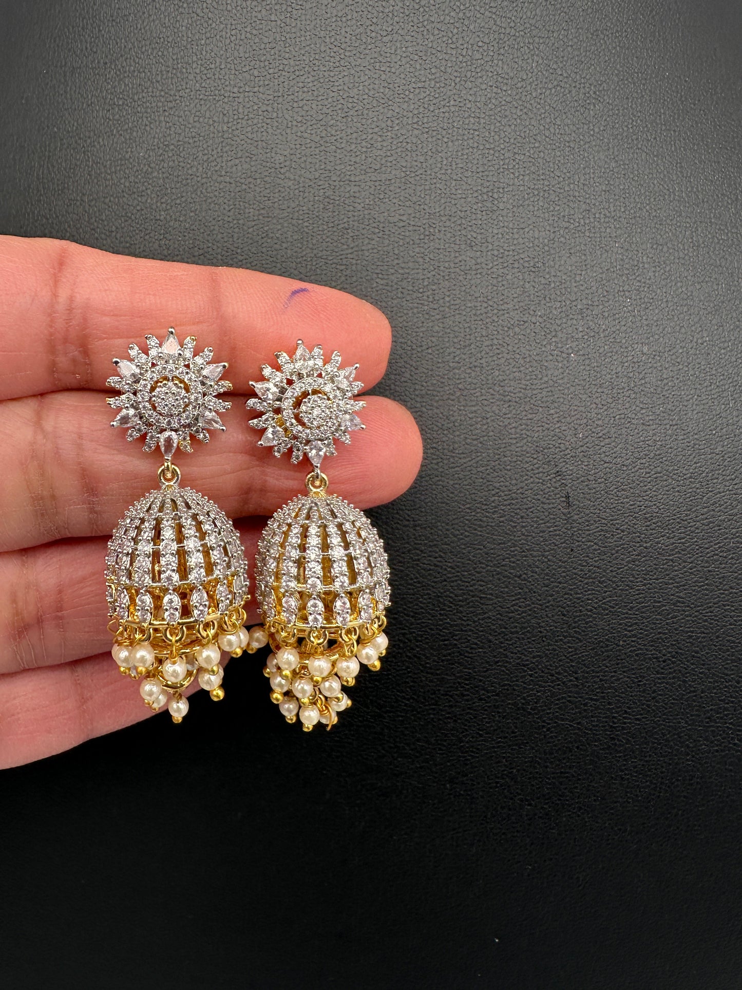 AD Pearls Jhumki Earrings