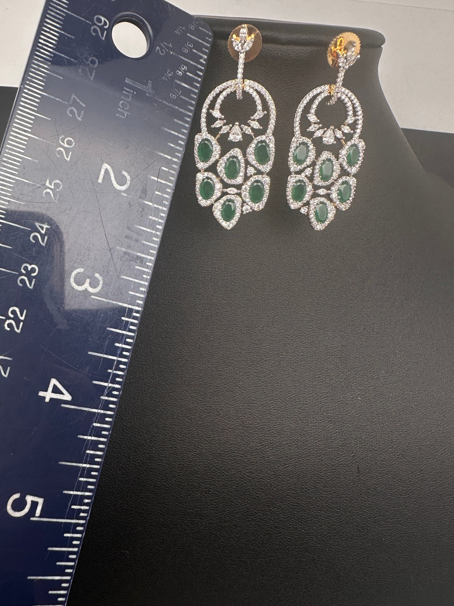 AD  Color Stone Statement Earrings - Green