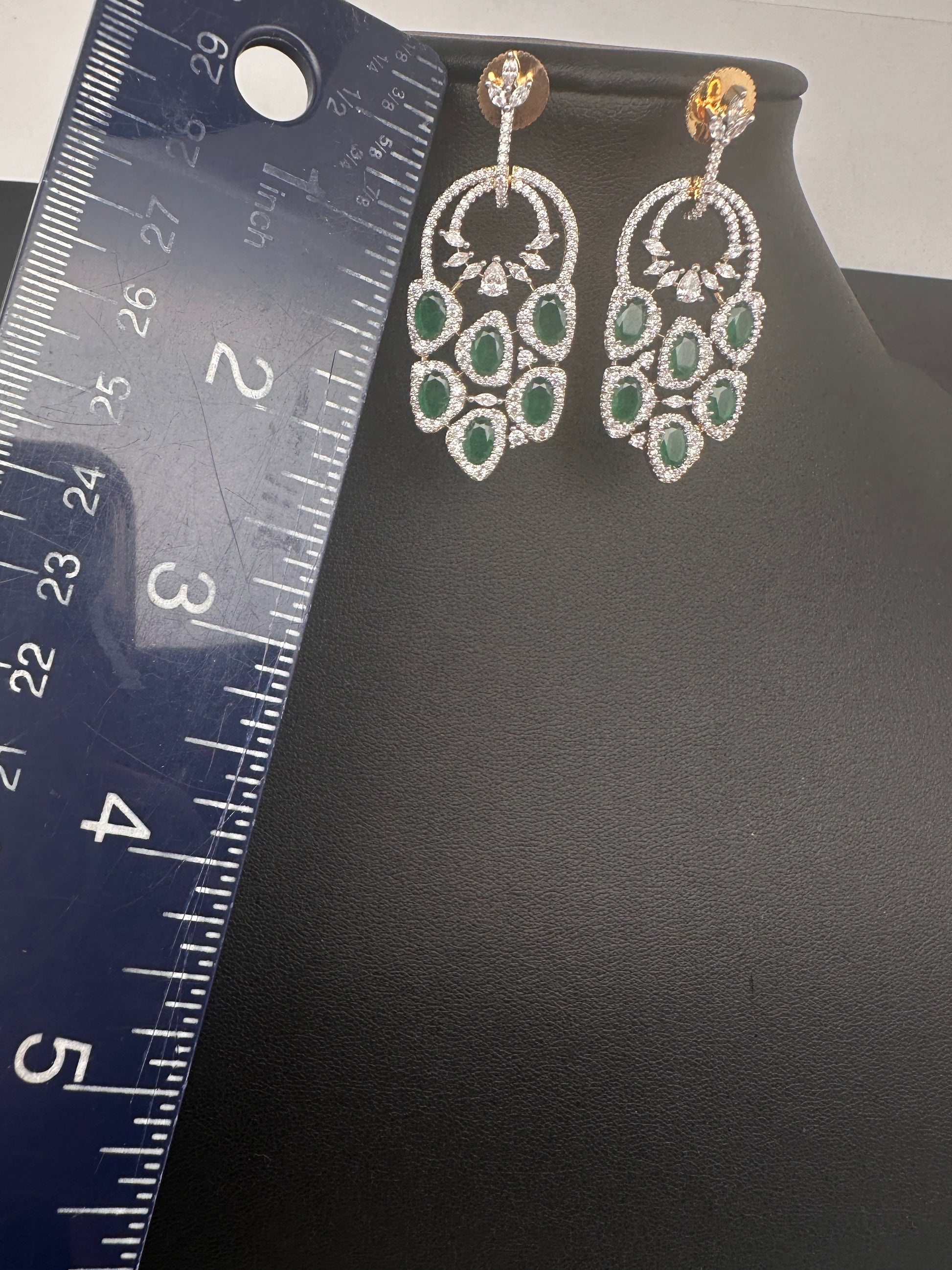 AD  Color Stone Statement Earrings - Green