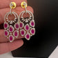 AD  Color Stone Statement Earrings - Red