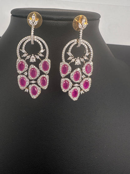 AD  Color Stone Statement Earrings - Red