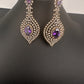 AD  Victorian Color Stone Statement Earrings - Purple