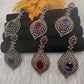 AD  Victorian Color Stone Statement Earrings - Purple
