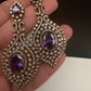 AD  Victorian Color Stone Statement Earrings - Purple