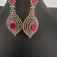 AD  Victorian Color Stone Statement Earrings - Red