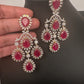 AD  Color Stone Statement Earrings - Red