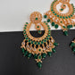 Polki Green Statement Earrings - 
