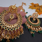 Polki Green Statement Earrings - 