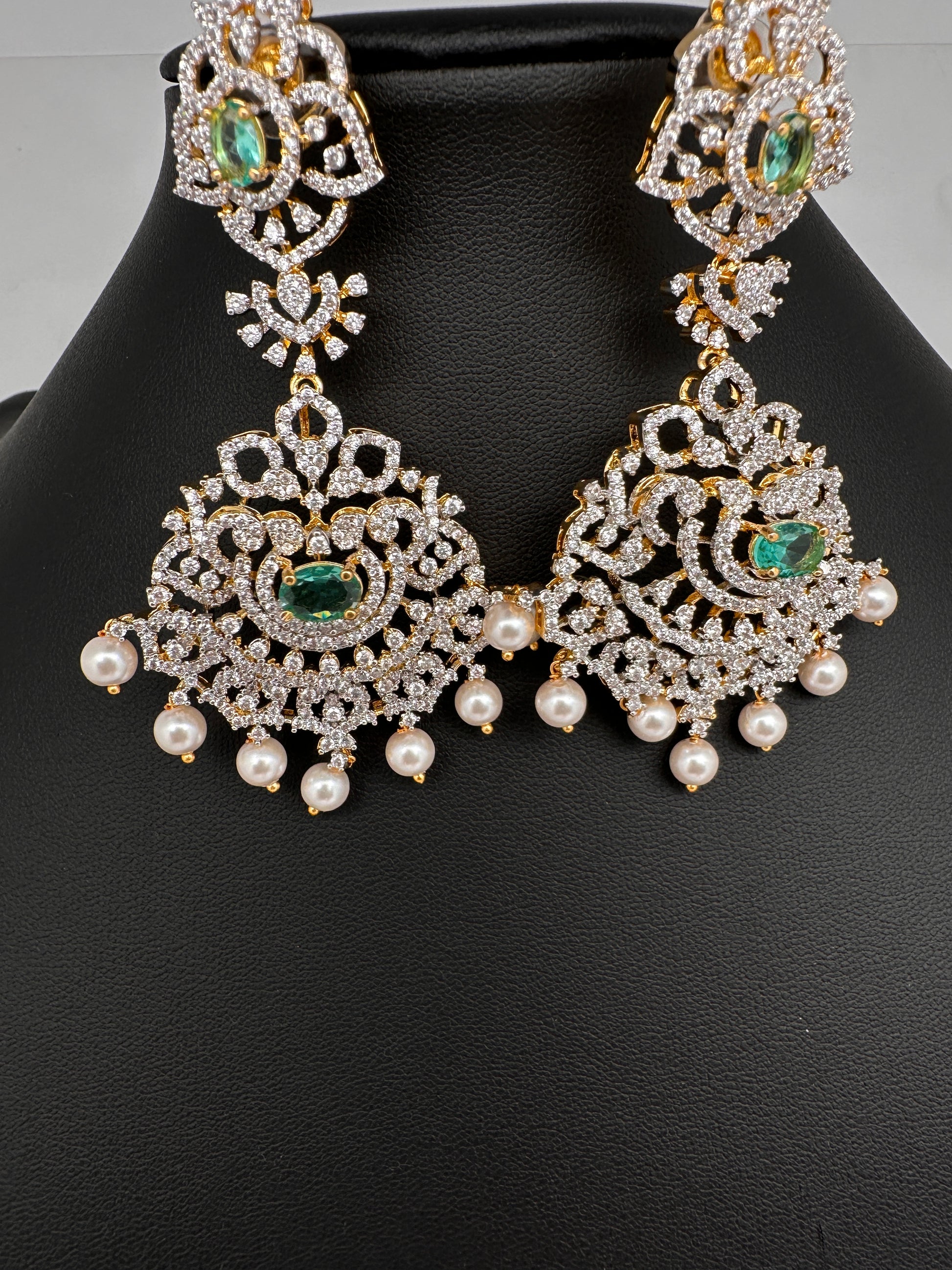 AD  Color Stone Statement Earrings - Green